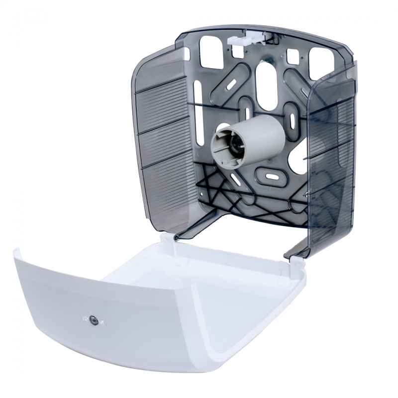 DISPENSER PARA HIGIÊNICO ROLÃO BRANCO/FUME ELISA C/ 1 UN (EL-ROLBF)