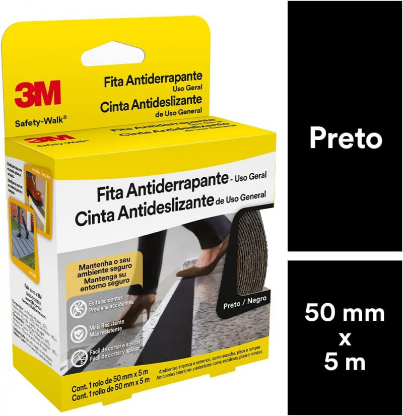 FITA ANTIDER 50MMX5M PRETA 3M C/ 1 UN