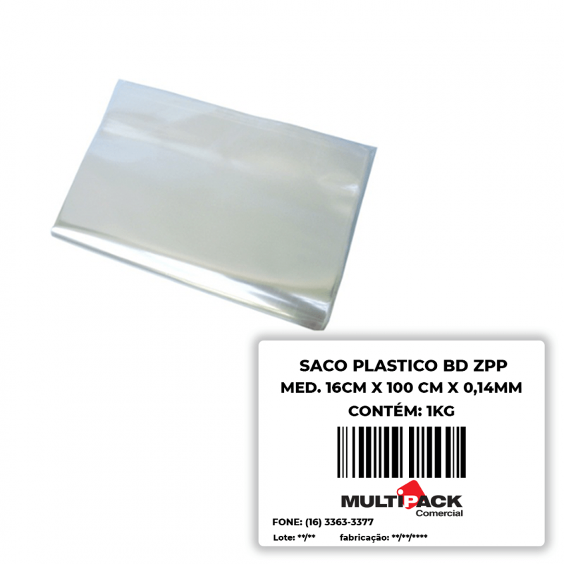SACO PLÁSTICO BD 16X100X014 Mi C/ 500 UN ZPP