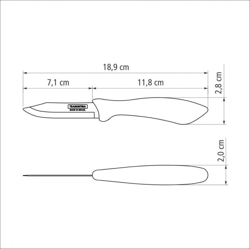 FACA PARA LEGUMES E FRUTAS EM AÇO INOX 3" AFFILATA PRETA TRAMONTINA