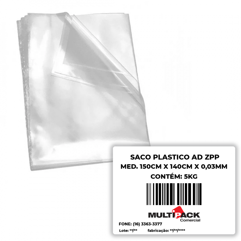 SACO PLÁSTICO AD 150X140X03 Mi C/ 5 KG ZPP