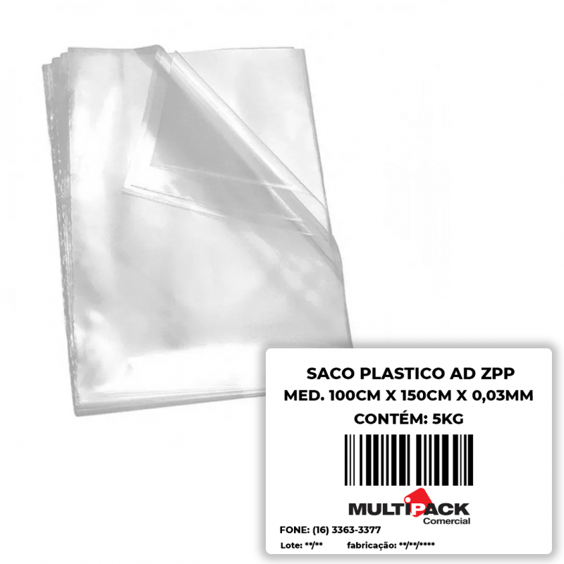 SACO PLÁSTICO AD 100X150X03 Mi C/ 5 KG ZPP