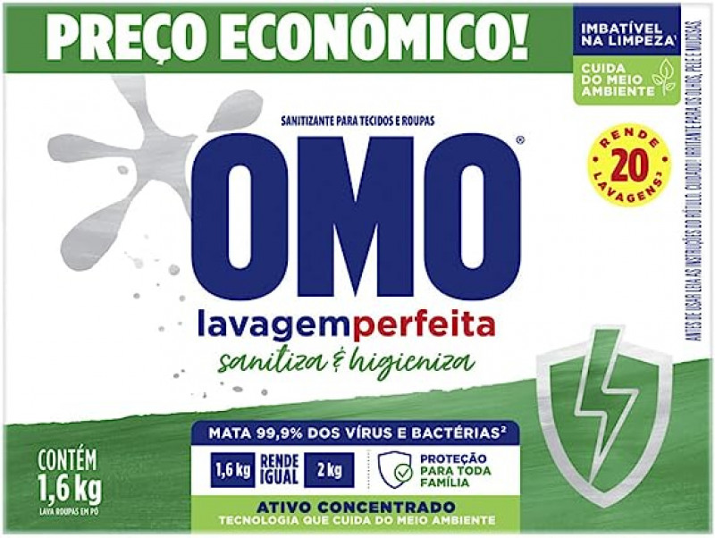 DETERGENTE PO OMO 1,6 KG SANITIZA E HIGEN - 68250308 UN COM 1 UN