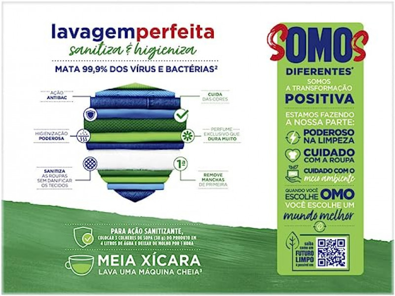 DETERGENTE PO OMO 1,6 KG SANITIZA E HIGEN - 68250308 UN COM 1 UN