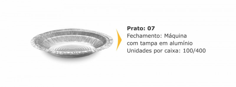 PRATO ALUMÍNIO NR 07 FECHAMENTO MÁQUINA THERMOPRAT -CAIXA C/ 40 PACOTES C/ 10 UNIDADES