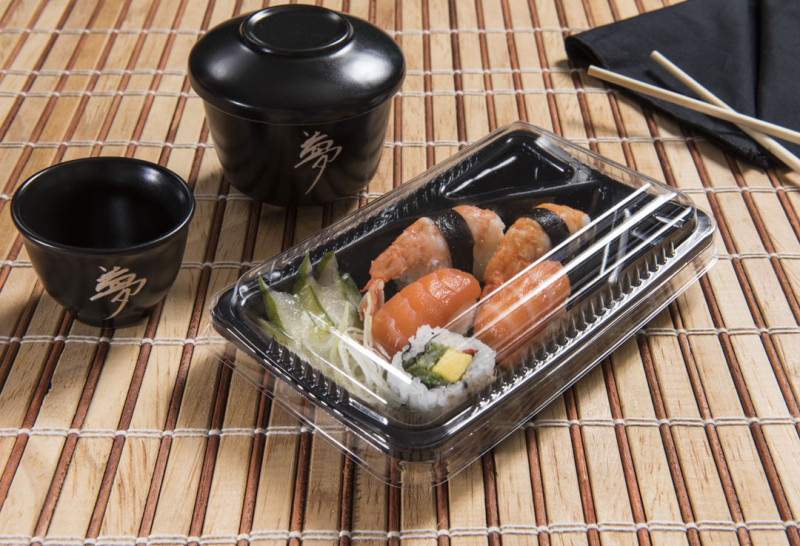 Embalagem Oriental Sushi Retang. Galvanotek C/100 Un (GO908)  