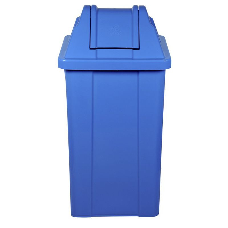 Lixeira Plástica 100 Litros Quadrada Tampa Vai-Vem Azul