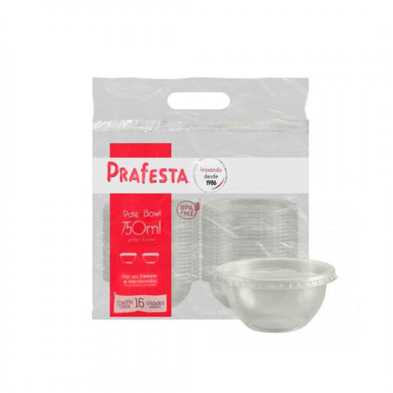 BOWL 750ML C/ SOBRETAMPA PRAFESTA PT C/ 20 UN (8497)