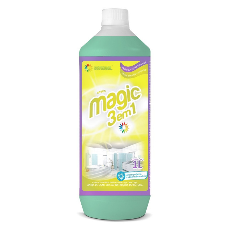 LIMPADOR PERFUMADOR 1 L MAGIC 3 EM 1 CONCENTRADO SEVENGEL CX C/12 UN (5571)