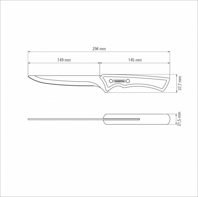 Faca Tramontina Carne Desossar Black Inox 6 Cabo Madeira