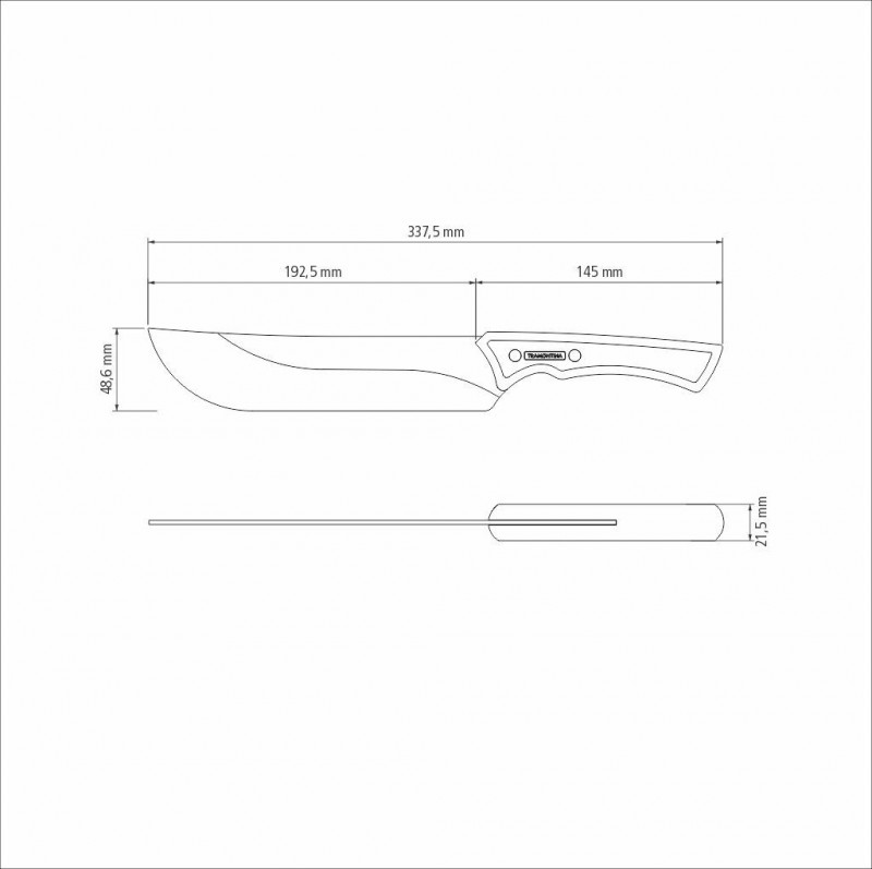 Faca Carne Tramontina Churrasco Black Lâmina Aço Inox 8