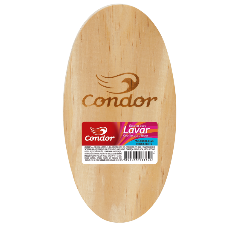 ESCOVA LAVAR ROUPA OVAL MADEIRA CONDOR - 16 UN COM 1 UN