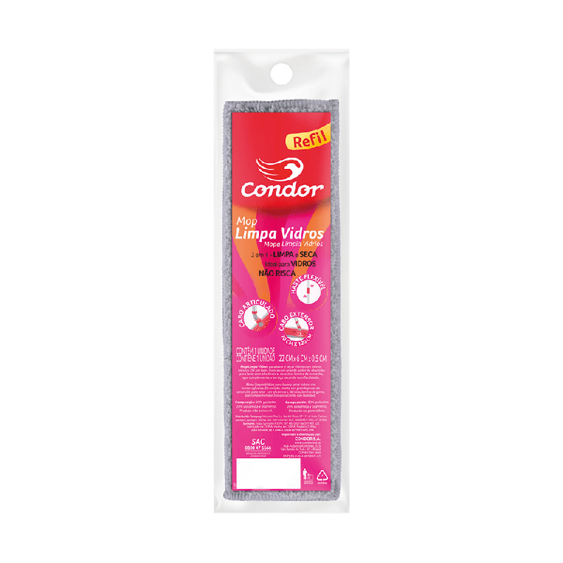 Refil P/ Rodo Mop Limpa Vidros Lava E Seca Condor 1130R