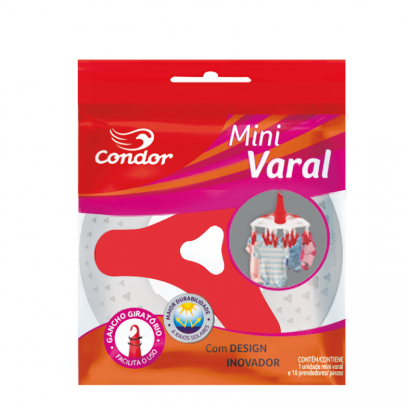 MINI VARAL C/ 16 PRENDEDORES CONDOR - 1621 UN COM 1 UN