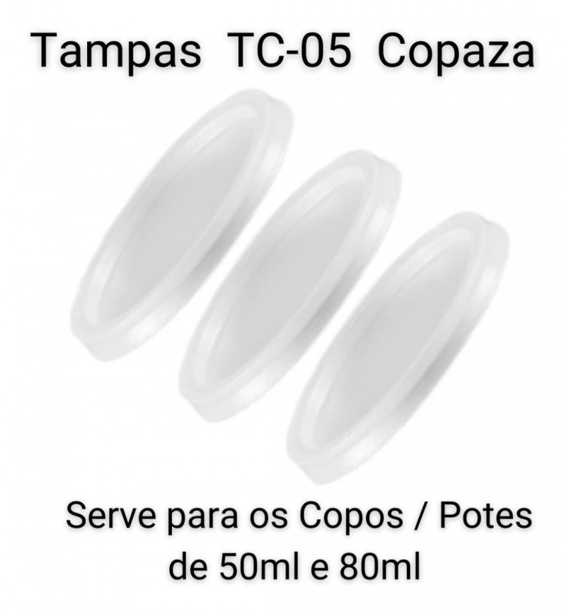 TAMPA PLÁSTICA P/ COPO 50/80 (BOCA-50) ML COPAZA CX C/ 3260 UN (TC05)