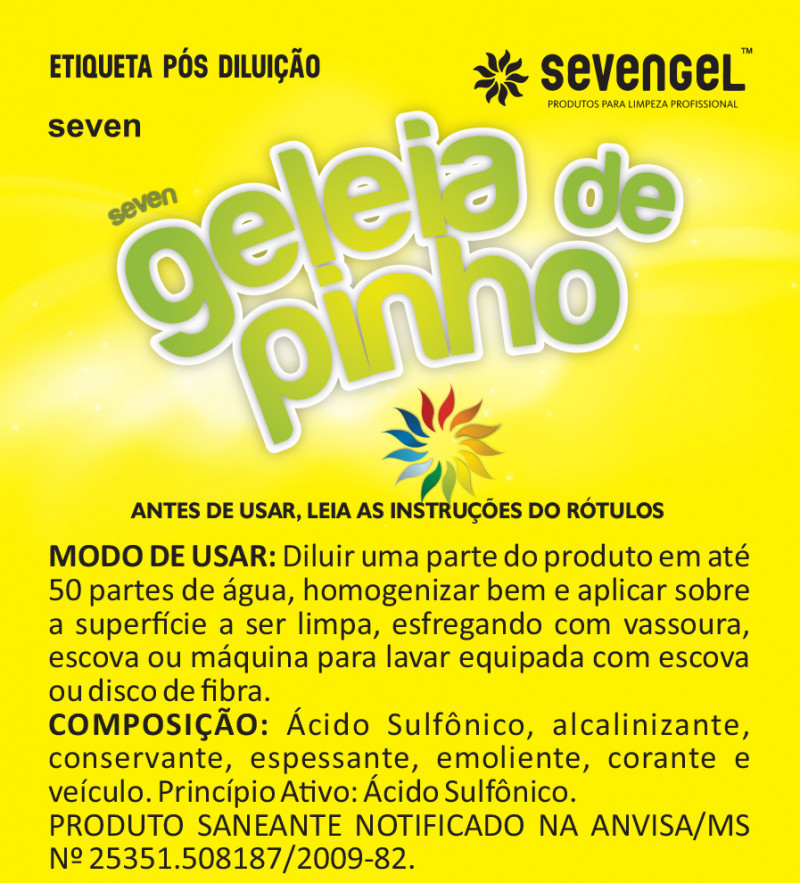 LIMPADOR USO GERAL GELÉIA DE PINHO 1 LT CONCENTRADO SEVENGEL CX C/ 12 UN (5491)