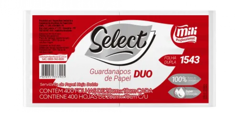 GUARDANAPO FOLHA DUPLA INTERFOLHADO 10X20CM  28GR (1543)