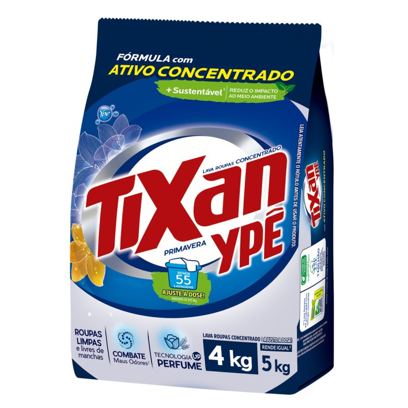 Detergente Em Pó Primavera 4 KG Tixan Ypê Fd Com 4 Unidades