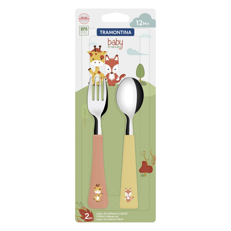 Jogo De Talheres 2pç Baby Friends Lâminas De Inox-Tramontina