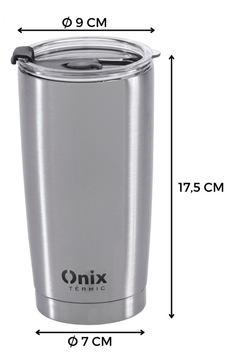 Copo Térmico Inox Tampa Vedação 580 Ml Linha Premium Ônix