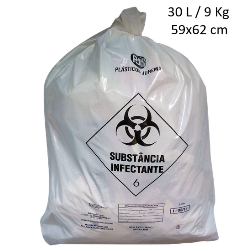 Saco de Lixo Infectante 30 Litros 59x62x0,025mi Poligreen PT C/100UN