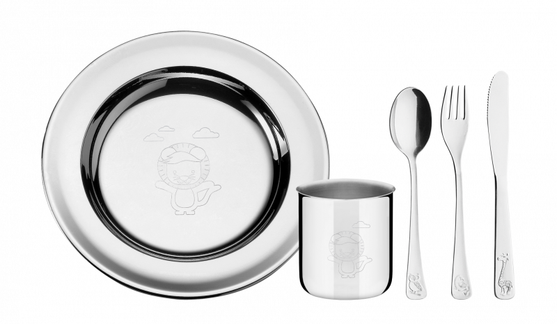 Jogo De Jantar Infantil Tramontina Baby Friends Aço Inox 5pç