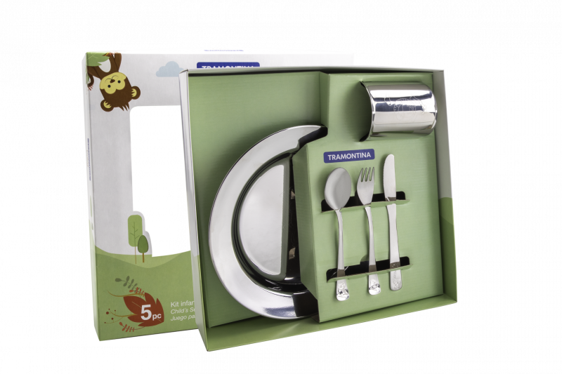 Jogo De Jantar Infantil Tramontina Baby Friends Aço Inox 5pç