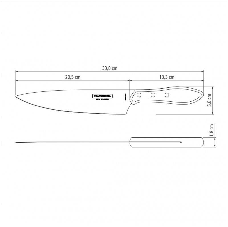 Faca De Carne Para Cozinha Aço Inox 8" Polywood Tramontina