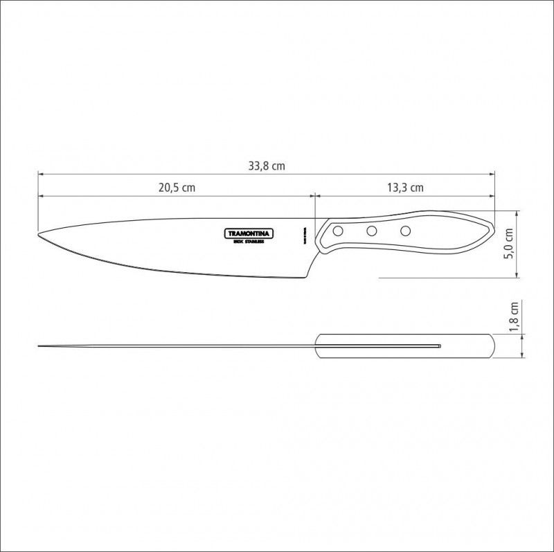 Faca De Carne Para Cozinha Aço Inox 8" Polywood Tramontina