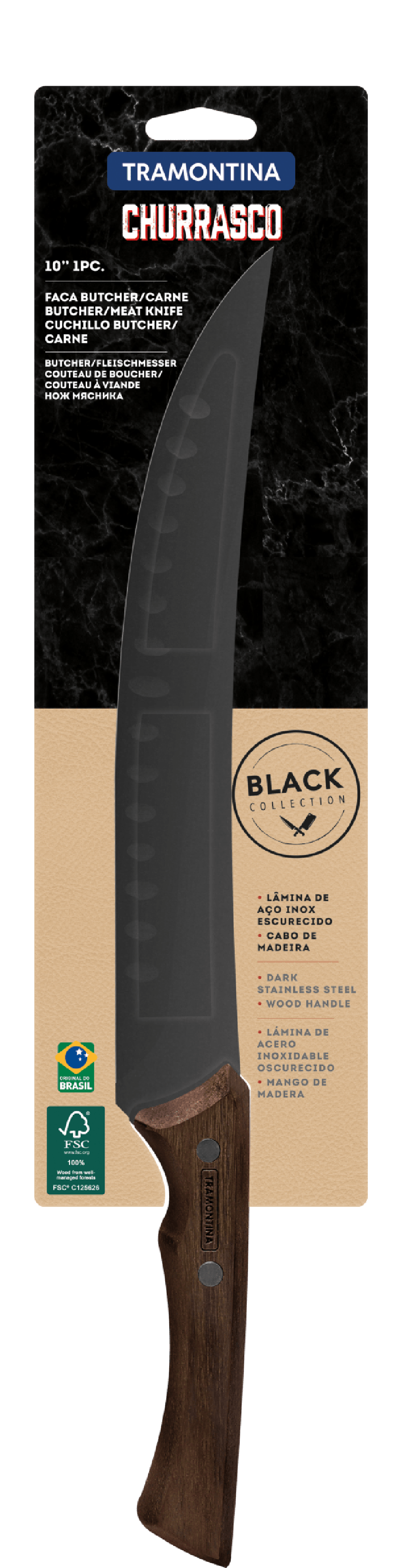 Faca Para Carne Tramontina 10'' Churrasco Black - 22841/110