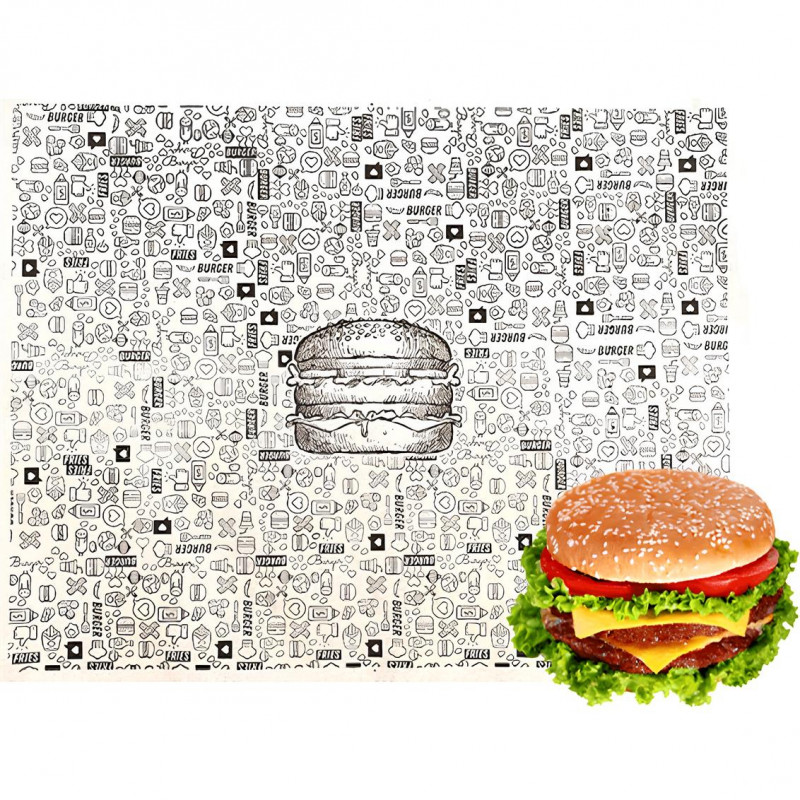 Papel Embala Lanche Hamburguer 30x38 25Gr Pluma 500 Unidades