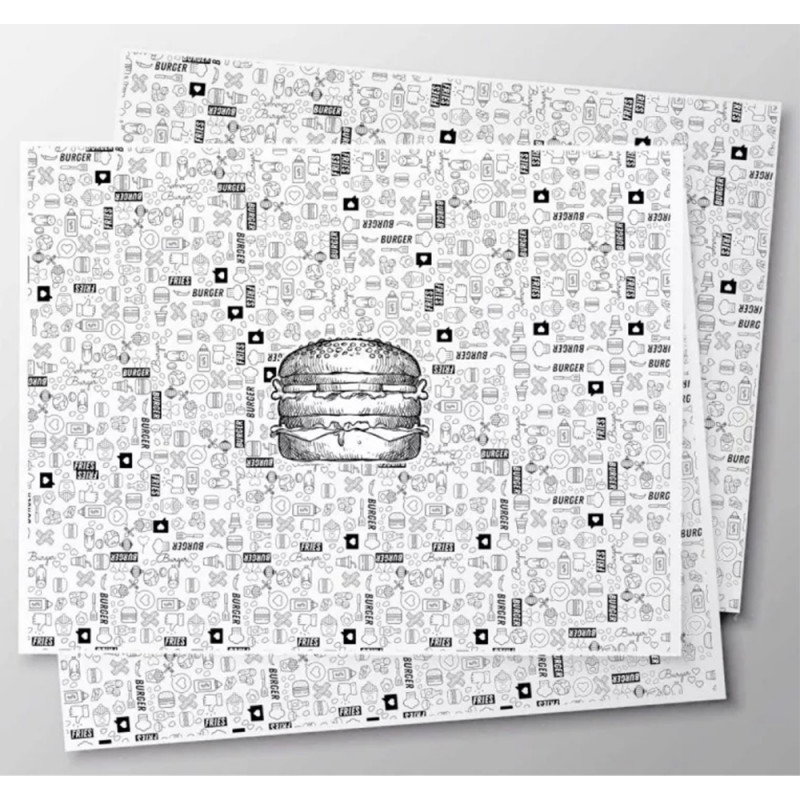 Papel Embala Lanche Hamburguer 30x38 25Gr Pluma 500 Unidades