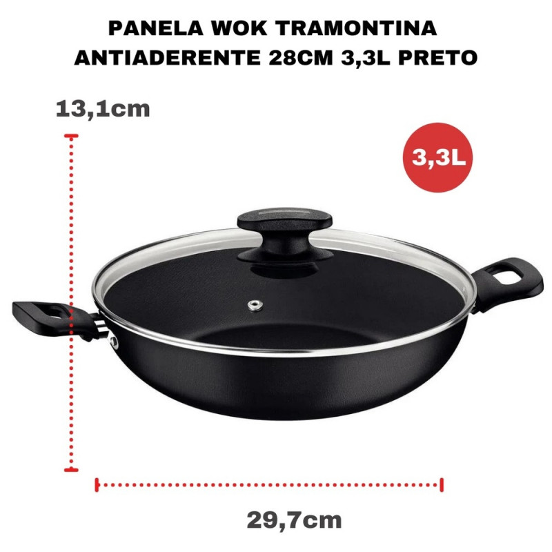 Panela Wok Loreto 28 Cm Grafite - 27817/120 Com 1 Unidade