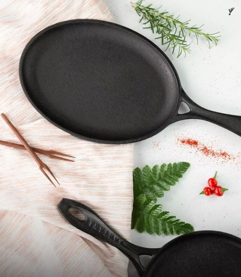 Conjunto Tábua de Madeira e Chapa De Ferro Fundido Mix Grill