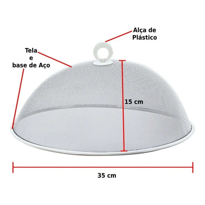 PROTETOR ALIMENTOS MALHA ACO 35 CM YANGZI - 21853 UN COM 1 UN