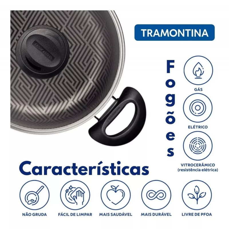 Caldeirão Tramontina Paris Antiaderente Chumbo 28 cm 11,8 L