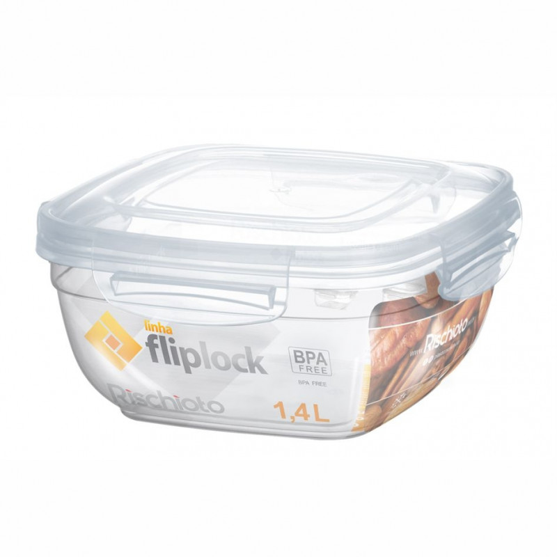 POTE QUADRADO FLIPLOCK 1,4 LT RISCHIOTO - 0522 UN COM 1 UN