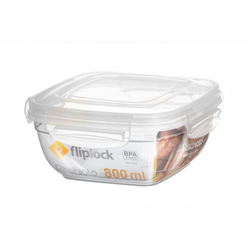 POTE QUADRADO FLIPLOCK 400 ML RISCHIOTO - 0520 UN COM 1 UN