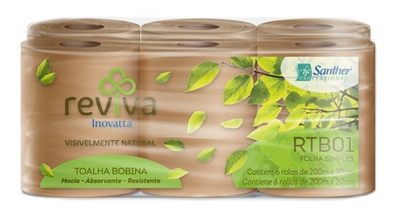 Papel Toalha Bobina Sustentável  Reviva Santher Fs 6x200m - RTB01