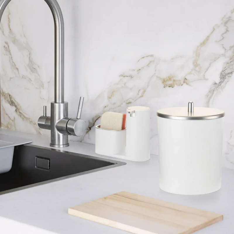 Lixeira 5 Litros Cozinha Escritório Banheiro Tampa Inox 1928