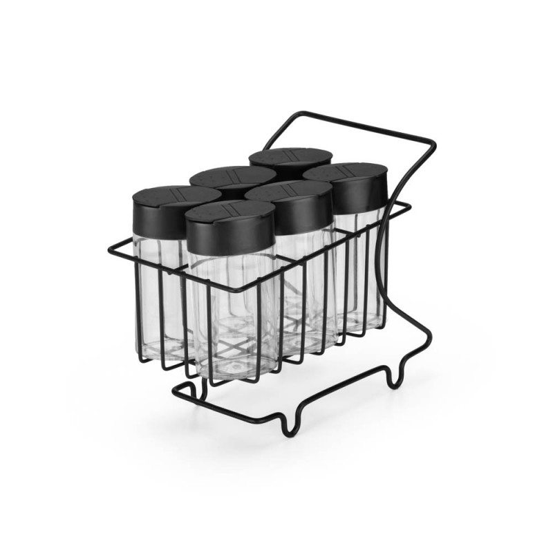 Porta Temperos Condimentos Carrinho 6pçs Preto Arthi 2436