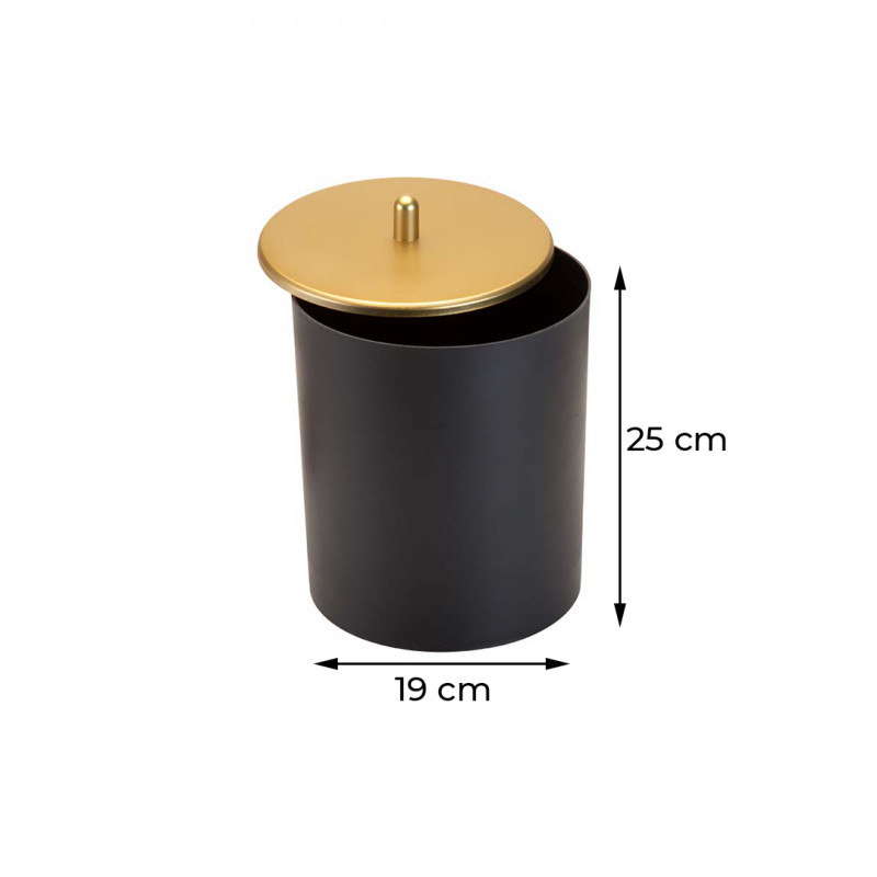 Lixeira Cesto De Lixo Banheiro Pia 5Litros Cor Preto/dourado