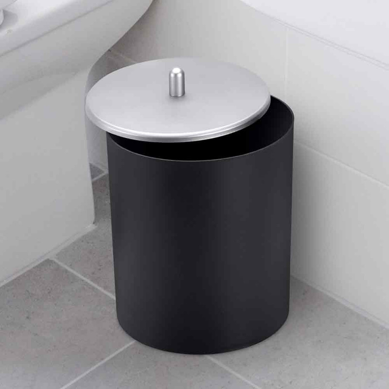 Lixeira Cesto De Lixo Banheiro Pia 5Litros Cor Preto/prata