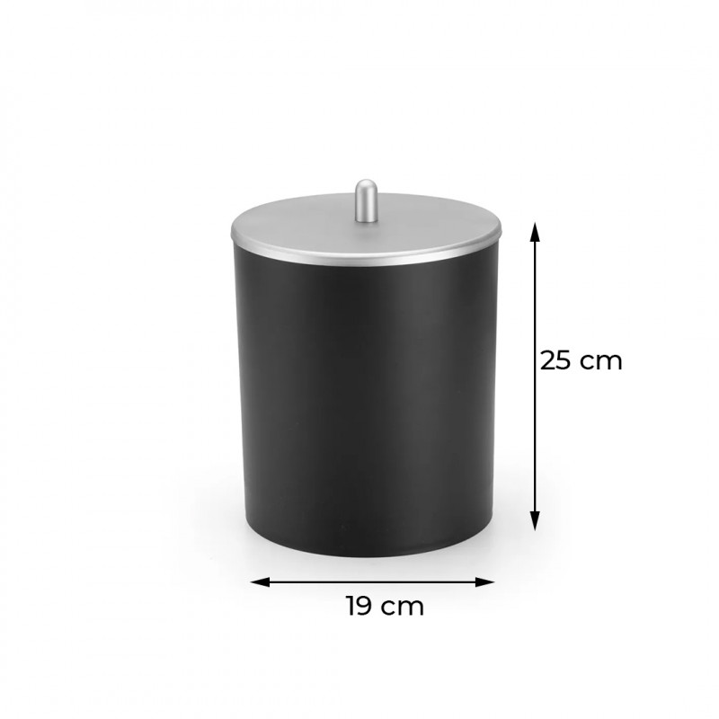 Lixeira Cesto De Lixo Banheiro Pia 5Litros Cor Preto/prata