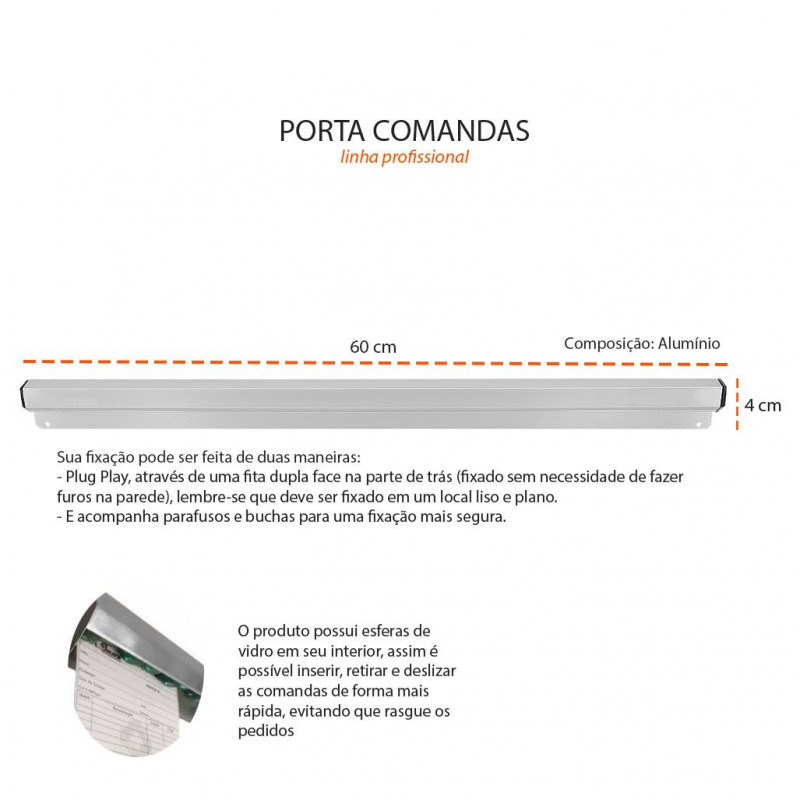 PORTA COMANDA PROF ALUM ESFERAS 60 CM - 5695 UN COM 1 UN