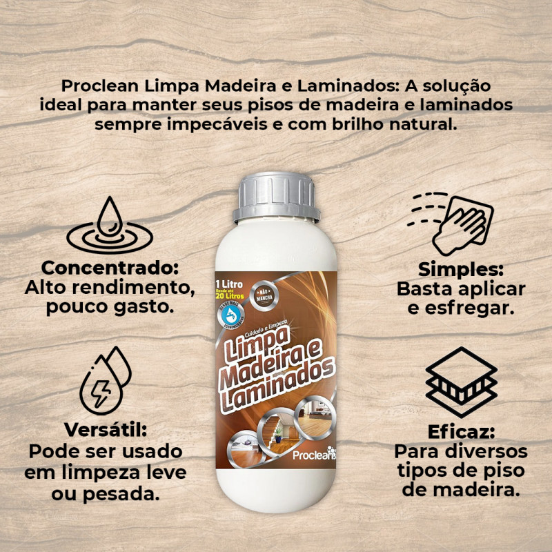  Limpador Próprio Para Madeiras E Laminados Proclean 1 Litro