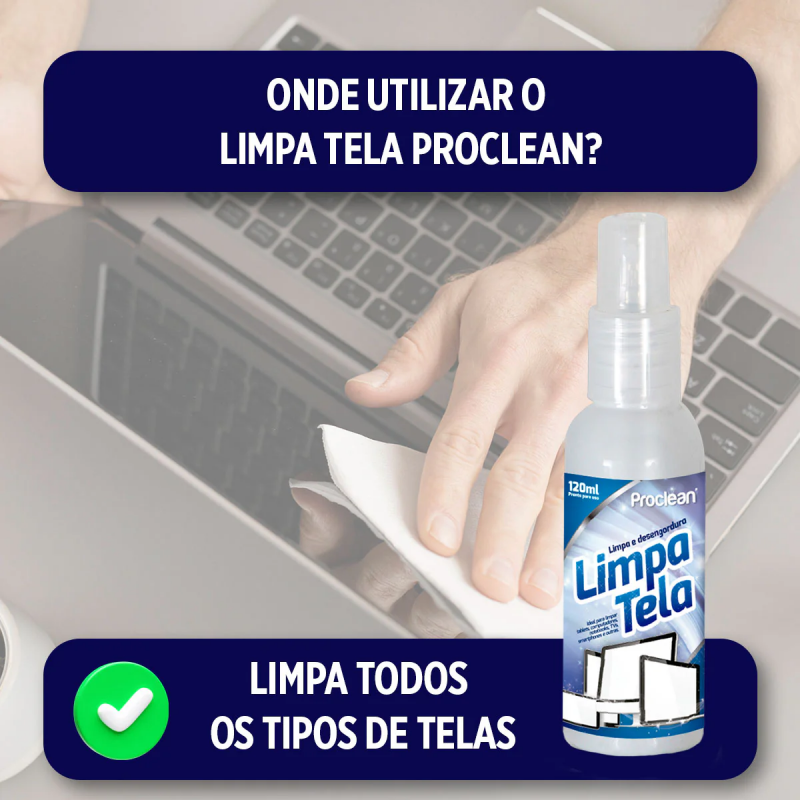 Limpa Telas Tv Pc Note Cel Tablet Óculos Proclean 120ml