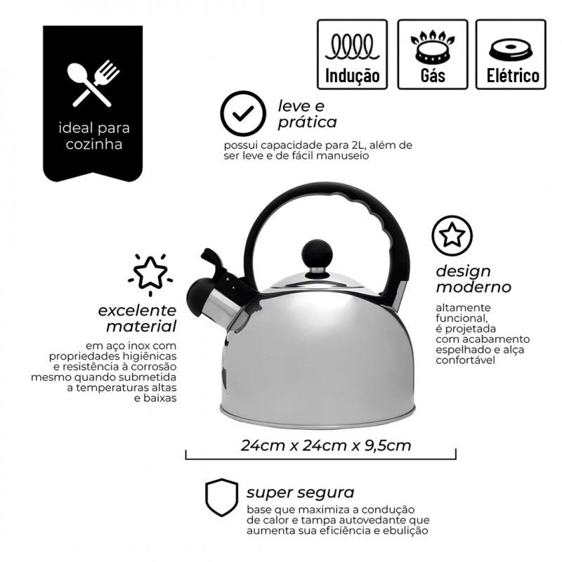 CHALEIRA INOX AJ10129 MIMO - 3545 UN COM 1 UN