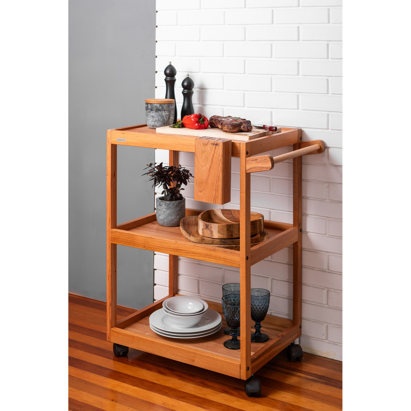 CARRO CHURRASCO MADEIRA C/CEPO TRAMONTINA - 13611/920 UN COM 1 UN