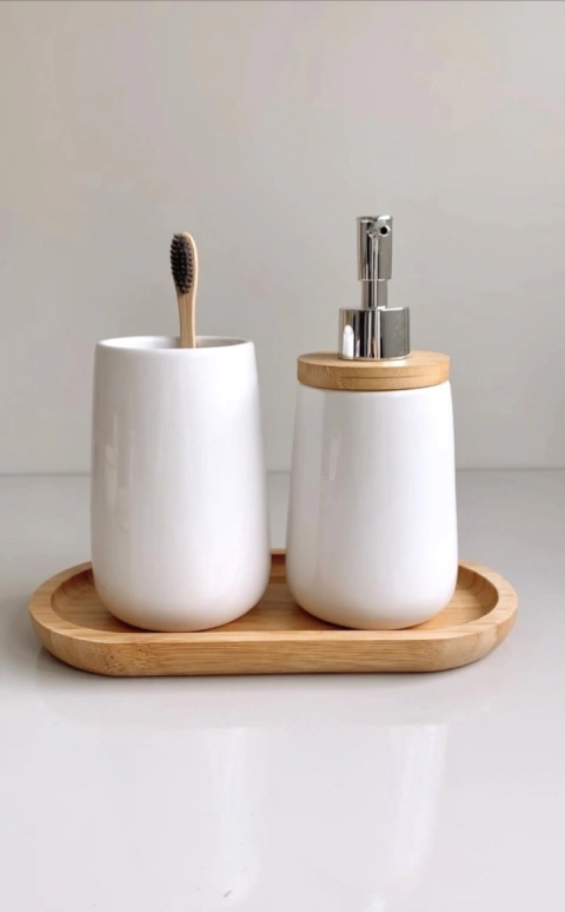 JG DE BANHEIRO BAMBU WHITE 2 PCS BH20101 - 7087 JG COM 2 UN